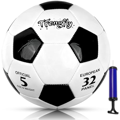 Size 2, 5 Soccer Ball with Pump Needle-Training Recreation Soccer Ball Size 2, 5 Thicker PU Tight Weaved Mini Soccer Ball for Teen Boy Girl Outdoor/Indoor League Game Practice Training - color: White+Black, size: Size 5