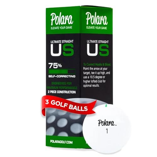 Polara Self-Correcting Golf Balls – High-Performance Golf Balls with Soft Feel, Anti-Slice & Hook Correction, Exceeds USGA Limits, Dimple Design for Maximum Distance, Golf Accessories for Men & Women - size: 1 Sleeve of 3, style: Ultimate Straight White
