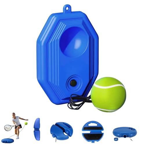 HISKI Tennis Balls Training Baseboard, Tennis Rebounder with Weighted Base, Tennis Trainer Balls with String, Tennis Trainer Rebound Ball Set, Solo Practice Reaction Kit/Ball - color: Blue A*1PC