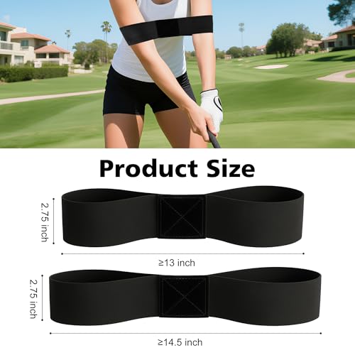 2 Pack Golf Swing Training Aid Swing Correcting Arm Band for Muscle Memory & Body Connection – Golf Trainer for Beginners, Left/Right-Handed Players (Black)