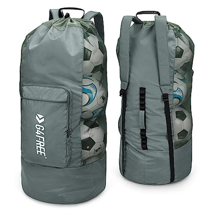 G4Free Extra Large Mesh Ball Carry Bag for Soccer, Basketball, Football, Volleyball, Swim - color: Grey