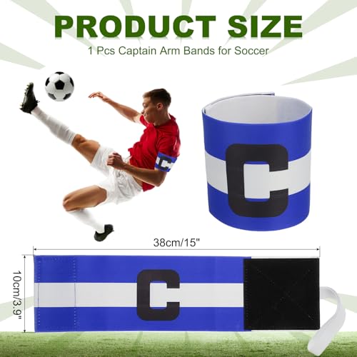 PATIKIL Soccer Captain Armband, Captain Arm Bands for Soccer Elastic Captain C Arm Bands Sports Captain Armbands for Youth Adult Football Team Training - color: Blue/White