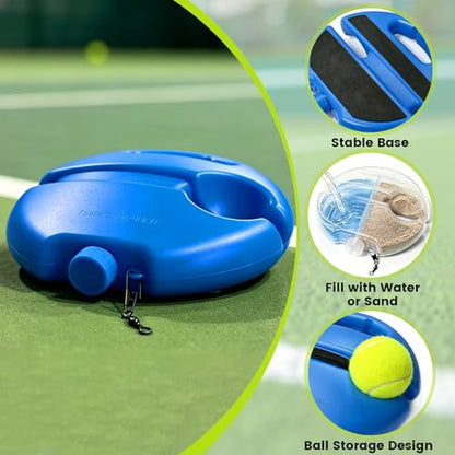 Tennis Trainer Rebound Ball Set, Tennis Practice Rebounder with 3 String Balls, Sports Wristband & Mesh Bag, Portable Solo Tennis Training Equipment for Indoor Outdoor Sport