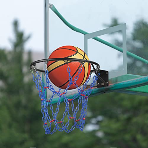 Basketball Net Replacement Heavy Duty,Resin Material, Anti-Rust Use Indoor Outdoor Standard 12-Ring Basketball Hoop - style: blue