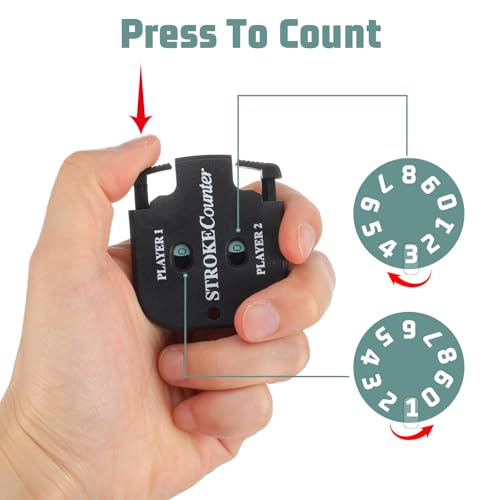 ElevateTech Golf Stroke Counters, 2 Pcs Golf Score Indicator with 10 Golfs Scorecard 2 Player Stroke Counter Clicker Portable Mini Square Game Scorekeeper for Golfs Training Competitions & Games