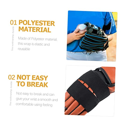 INOOMP 8pcs Baseball Glove Mallet Band Glove Fixing Wrap Baseball Gear Wrapping Band Catcher's Gear - color: Blackx4pcs, size: 35x10cmx4pcs