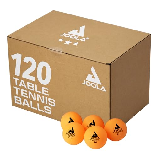 JOOLA Training 3 Star Table Tennis Balls - 40+mm Regulation Bulk Ping Pong Balls for Competition and Recreational Play - Fun as a Cat Toy - Indoor and Outdoor Compatible - color: Orange, size: 120 (Pack of 9)