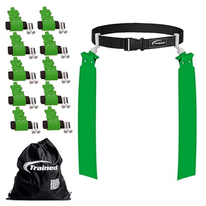 Trained Man Flag Football Belts, Adjustable Flag Football Set for Sports Teams, Training & Competition - color: Green 10 Man Pop Flag Football Set, style: 10 Man Flag Football Sets