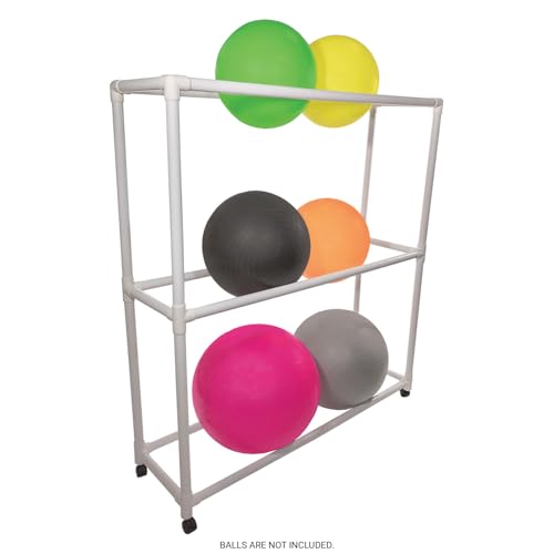 Champion Sports Ball Storage Cart, White, 62 InchL X 18.5 Inch W X 67 InchH - style: Ball Storage Cart (62"L x 18.5"W x 67"H)