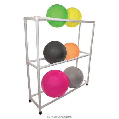 Champion Sports Ball Storage Cart, White, 62 InchL X 18.5 Inch W X 67 InchH - style: Ball Storage Cart (62"L x 18.5"W x 67"H)
