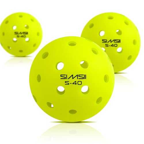 S-40 Outdoor Pickleball Balls - 40 Holes, Approved by The USAPA - Durable PE Material, Seamless Construction, Tournament Grade, 3/12/40/100 Pack - Pickleballs - color: Neon Green, size: 3 Count