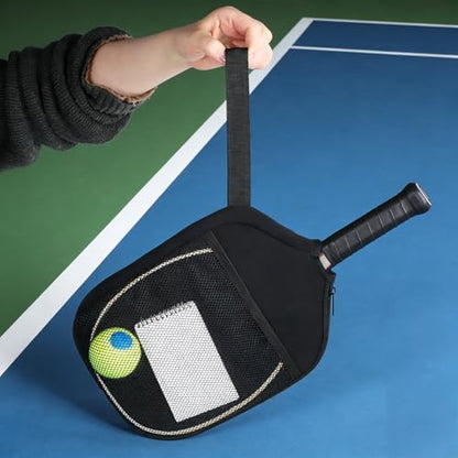 Pickleball Paddle Cover, 9 X 12 Inches Universal Case Size Zippered Racket Sleeve Storage Bag Compatible with Most Standard and Elongated Pickball Paddles