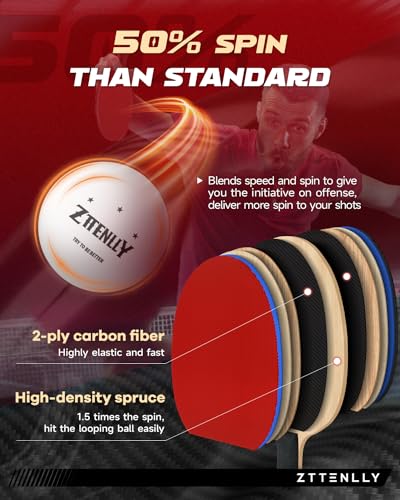 Ping Pong Paddle with Carbon Technology | Performance-Series,7-ply Finest Blade, Expert Speed/Edge/Balance, Thicker Protector Case | Table Tennis Racket for Professional - color: 1-Pack, style: Edge