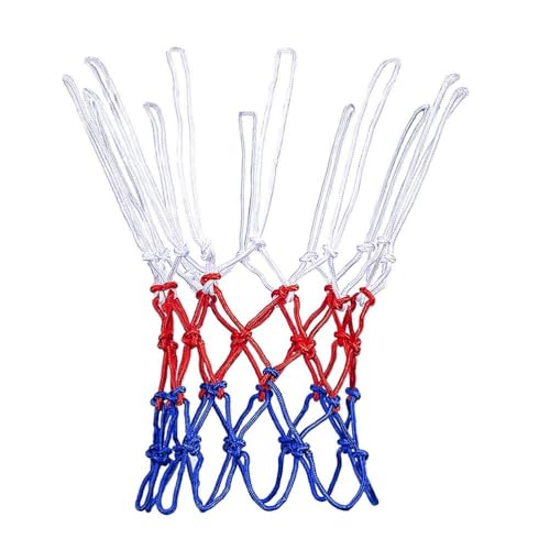 Aoneky Heavy Duty Basketball Net Replacement, 21” Inch 12-Loop Polyester Netting, Thick All-Weather Outdoor Indoor Practice Net Fits Standard Rims, White Red Blue