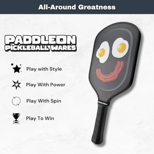 Funny Pickleball Paddles | USAPA Approved Paddle | T700 Carbon Fiber Surface | Propropylene Honeycomb Core | Non-Slip Cushion Grip | Single Paddle | High Grit & Spin | Fun Design - color: Frying Pan
