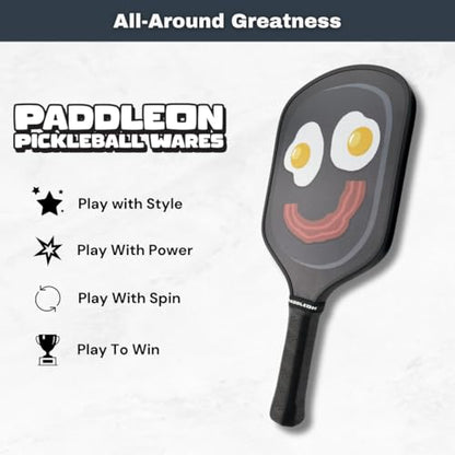 Funny Pickleball Paddles | USAPA Approved Paddle | T700 Carbon Fiber Surface | Propropylene Honeycomb Core | Non-Slip Cushion Grip | Single Paddle | High Grit & Spin | Fun Design - color: Frying Pan