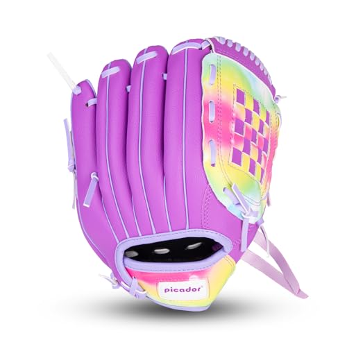 Baseball Glove 10.5'' - Colorful Girls Softball Gloves for Kids Children Youth Training Play, Left Infielder's Mitts Right Hand Throw