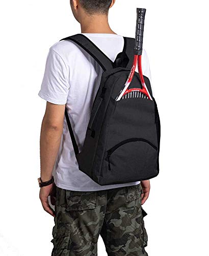QCWN 2 Raquet Tennis Bag,Tennis Bags For Men Women,Tennis Backpack,Durable Tennis Bookbag,Tennis Pickleball Bag,Tennis Bag Waterproof,Raquet Carrier for Balls, Pickleball Paddles, Badminton Rackets - color: Black