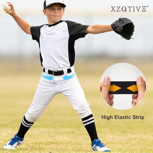 XZQTIVE Baseball Softball Socks and Belt Combo Set Adjustable Softball Socks and Elastic Belt for Kids Youth Adult - color: Black, size: Youth