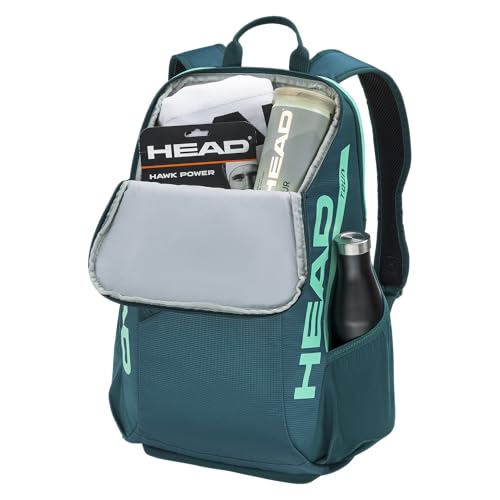 HEAD Tour Tennis Backpack 25L - Holds 2 Racquets, Shoe Compartment, Phone Pocket, Water Bottle & Ball Can Pockets - color: Green