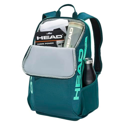 HEAD Tour Tennis Backpack 25L - Holds 2 Racquets, Shoe Compartment, Phone Pocket, Water Bottle & Ball Can Pockets - color: Green