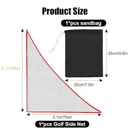 6-10ft 1/2PCS Nylon Side Net Golf Accessory with 1 Sang Bag, Easy to Install Side Net for Golf Nets and Simulator Premium Sports Net Hitting Nets (Red/Black) - style: Red-7x6ft 1Pcs