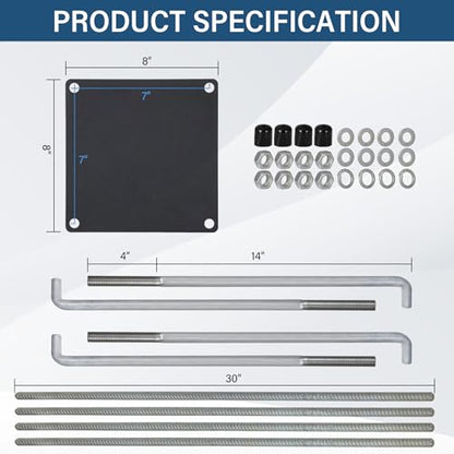 Basketball Hoop Anchor Kit 7” or 9", Universal Fit Ground Anchor Kit, Basketball Mounting Kit for Easy Relocation and Compatible with All Basketball Goals