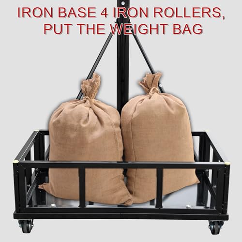 Heavy Duty Basketball Hoop Outdoor, 8-10ft Height Adjustable Basketball Goal System with Crank Handle, 44" Shatterproof PC Backboard & Spring Rim, Portable Basketball Hoop with Iron Base for Driveway