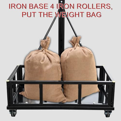 Heavy Duty Basketball Hoop Outdoor, 8-10ft Height Adjustable Basketball Goal System with Crank Handle, 44" Shatterproof PC Backboard & Spring Rim, Portable Basketball Hoop with Iron Base for Driveway