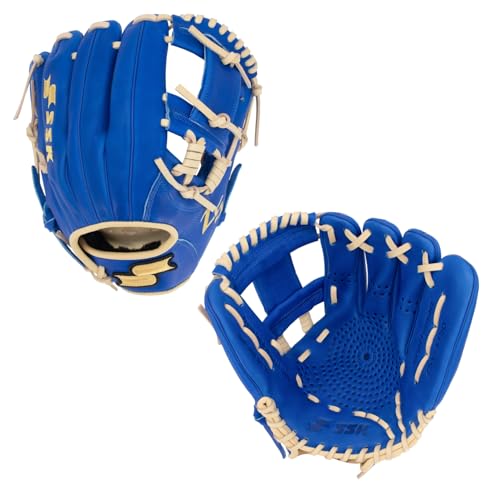 SSK Z5 Craftsman Youth Baseball Glove – 10.5” – 11” – 11.25” – 11.5” Right & Left Hand Throw - color: Royal/Camel - I Web, size: 11.5" - Right Hand Throw
