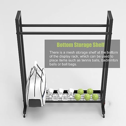 School/Gym/Training Ground Badminton/Tennis Racket Storage Organzier Holder Rack Freestanding, Rolling Mobile Sports Equipment Cart, Large Capacity