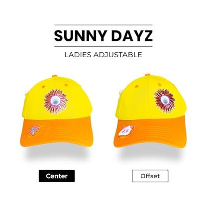 Ladies Adjustable Hats - Tee Holder with Tees & Bill Magnet with Ball Marker - 100% Custom Made - color: Sunny Dayz, style: Center