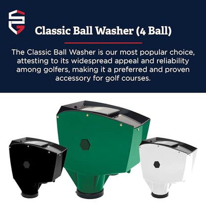 Standard Golf Classic Ball Washer - 4 Ball Capacity Golf Ball Cleaner | Improved Brush Design, Available in 7 Colors, Crank Style with Built-in Overflow Tubes | Perfect for Club Courses, Pros, & Home - color: Yellow