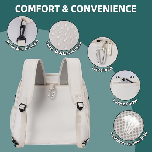 Pickleball Bag Pickle Ball Backpack for Women,Pickleball Accessory Tote Sport Equipment Bag Machine Washable with Shoe Compartment,Wet Pocket,Adjustable Shoulder Strap Fence Hook,Great Gift 30L-White - color: White