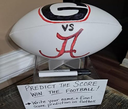 Football Half White for Autograph Leather Size 3 6 9 with Pump Needle Signature for Gift Award Souvenir Ball
