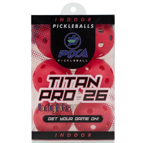 PIXA Titan Pro 26 Indoor Pickleball - USAPA Approved, Durable Indoor Pickleballs, Consistent Bounce, Smooth Flight, Ideal for Competitive Play- Packs of 3, 6, 12, 50 - color: Raspberry Red, size: 6 Pack
