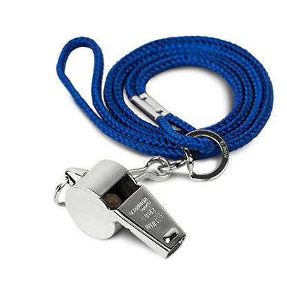 Cannon Sports Solid Brass Metal Whistle with Whistle Cover & Lanyard - Loud, Clear Sound, 124 dB Tone, Durable - Ideal for Coaches, Referees, Officials, Trainers - color: Blue