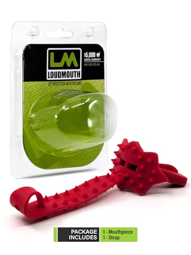Loudmouth Football Mouth Guard - 3D SpikeSurge Football Mouthpiece with Strap, Fits Adult & Youth, Mouth Guard Football Accessories (Falcon Red) - color: Falcon Red