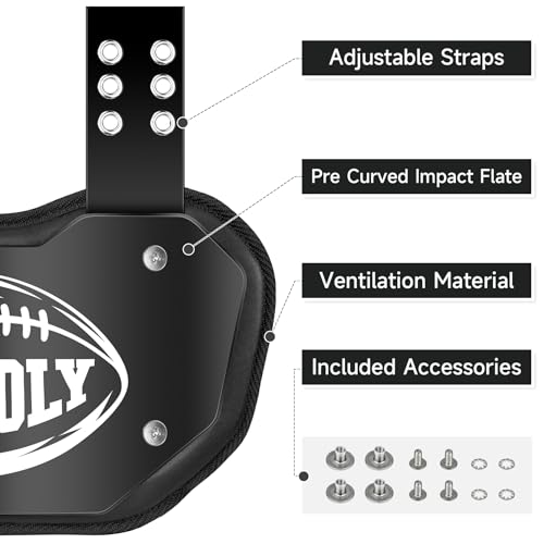 MENOLY Football Backplate, Professional Football Back Plates for Youth Adult with Hard Shell Lower Back Protector for High-Impact Protection, Rear Protector