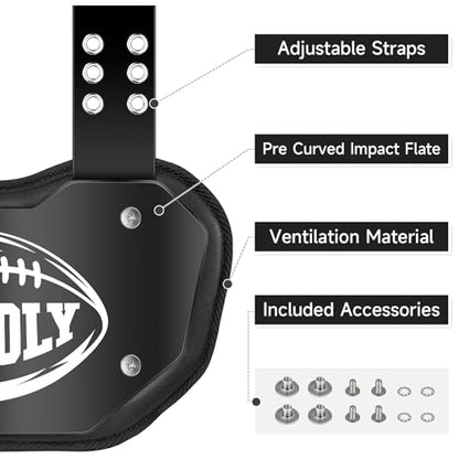MENOLY Football Backplate, Professional Football Back Plates for Youth Adult with Hard Shell Lower Back Protector for High-Impact Protection, Rear Protector