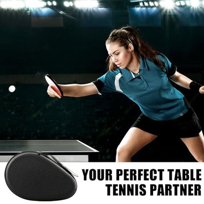 MiOYOOW Table Tennis Racket Case, Hard Shell Ping Pong Storage Bag Ping Pong Paddles Case with Zipper Can Hold 2 Short-Handled Rackets or 1 Long-Handled Racket