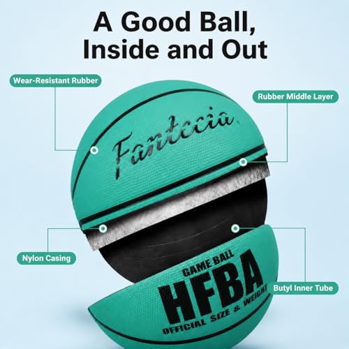 Size 7 Basketball, Premium Rubber Basketball, Perfect for Indoor & Outdoor Training