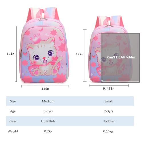 CHERUBIC Kids Toddler Cute Backpack Little Cartoon Travel Lightweight Bag Daypack For 3 Girls Boys (Cat Pink) - color: Cat Pink, size: Small-12"H