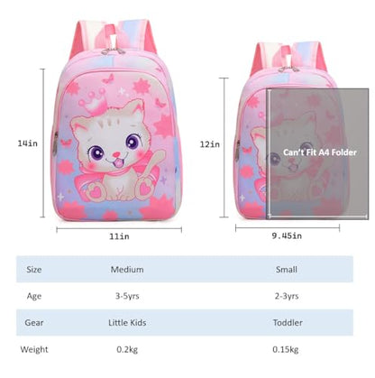 CHERUBIC Kids Toddler Cute Backpack Little Cartoon Travel Lightweight Bag Daypack For 3 Girls Boys (Cat Pink) - color: Cat Pink, size: Small-12"H