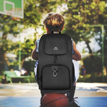 MATEIN Basketball Bag, Sturdy Soccer Bag with Ball Holder & Shoe Compartment, Large Basketball Backpack for Training Equipment, Water Resistant Sports Ball Backpack Fits Volleyball Football, Colorful - color: Black
