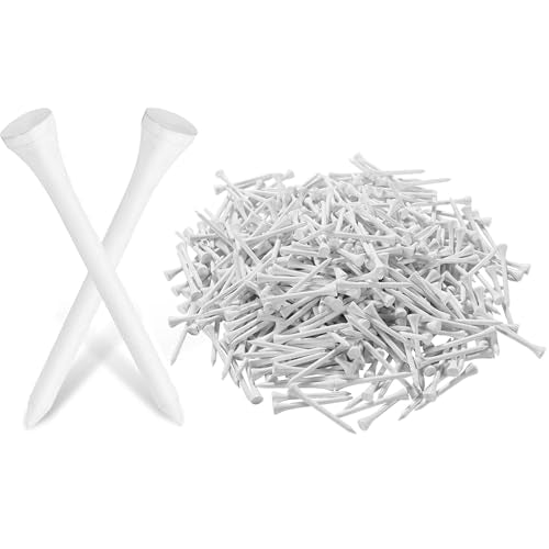 Bamboo Golf Tees 1000/500 PCS 2-3/4 & 3-1/4 inch Length | Professional Natural Bamboo Golf Tees, Durable and Low Friction