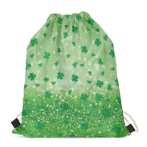 Mumeson St. Patrick's Day Leaves Gym Bag Drawstring Bag Small Shoulder Bag Women Crossbody Bag Backpack with Strap - color: St. Patrick's Day Leaves Pattern