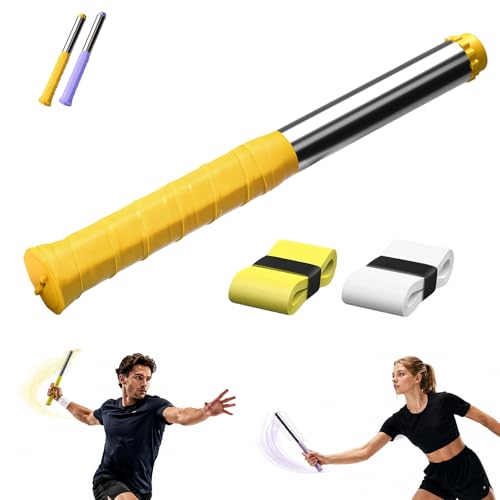 Upgraded Adjustable Intensity Badminton Swing Trainer, 11.8" Swing Trainer Sound Feedback for Smash Technique for Wrist Arm Strength Training Fitness Professional Players - color: Yellow-1Pcs