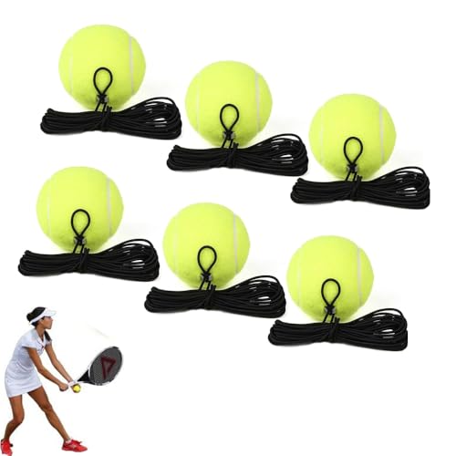 Tennis Trainer Rebound Ball Set with Weighted Base, Tangle-Free Design, Anti-Slip, Portable, for Solo Practice on Any Surface - color: Only 6 Balls