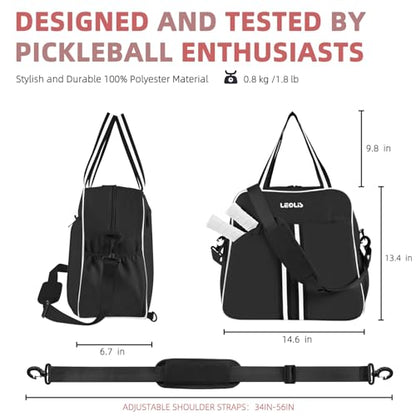 Pickleball Bag Pickle Ball Backpack for Women,Pickleball Accessory Tote Sport Equipment Bag Machine Washable with Shoe Compartment,Wet Pocket,Adjustable Shoulder Strap Fence Hook,Great Gift 30L-Black - color: Black